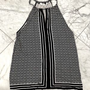 Black and white patterned Halter top, Size S, office, career, soft, sexy